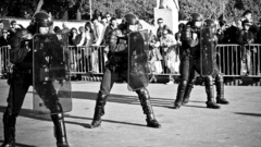 Riots police grayscale