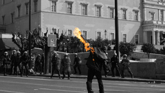 Riots police monochrome