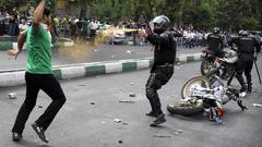 Riots police protest