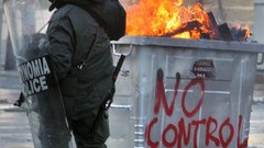 Riots police protest