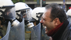 Riots police protest