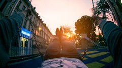 Roads Arms legs sunlight swings wide-angle