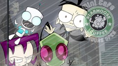 Robots Aliens cities gir starbucks GAZ Invader Zim Zim Dib