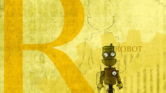 Robots artwork yellow background