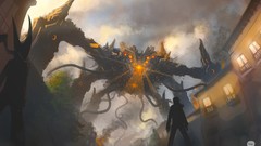 Robots cityscapes artwork futuristic