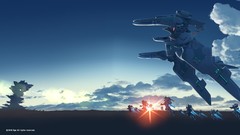 Robots futuristic mecha skyscapes