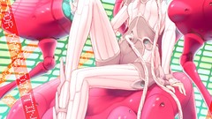 Robots pink hair anime girls bodysuits mecha musume aqua eyes