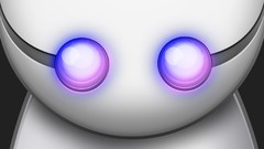 Robots science fiction purple eyes artistic