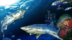 Robots Sharks fantasy art