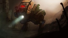 Robots underwater chains artwork futuristic mecha