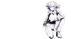 Robots white background anime girls