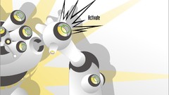 Robots yellow background digital art