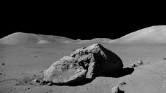 Rock hills moon dust surface monochrome shadows outer space 