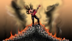 Rock Men flames skulls guitars digital art Rock Music
