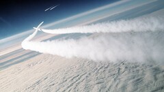 rocket Earth Space clouds smoke digital art