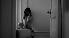 Room black and white woman monochrome brunettes nude bob cut