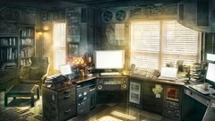 Room Books Computers office bookshelf Screens artwork digital 