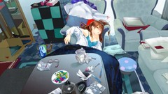 Room chairs sleeping couch anime girls closed eyes brunettes