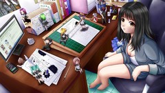 Room Computers anime girls indoors Oekaki Musume