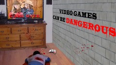 Room dead game blood shot TV Boys! xbox video games Game Over