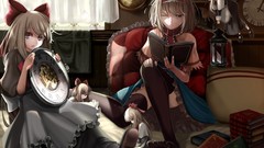 Room feet Books dolls dress beds flying sitting clocks lanterns 