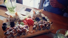 Room food sushi Tables Japanese guy