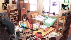 Room game headphones PC Anime console anime girls pixiv scenic 