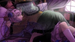 Room hats beds shirts pillows skirts pink hair pink eyes anime 