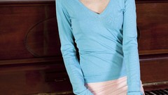 Room piano singing couch brunettes models photo shoot blue 