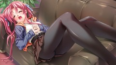 Room Plants sleeping Ribbons belts skirts couch pink hair long 