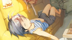 Room Plants sleeping Tables Shorts tank tops couch sunlight 