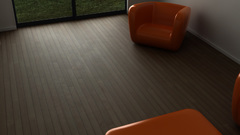 Room red chairs architecture