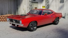 Room red tuning cars sports cars plymouth hemi barracuda 