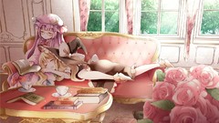 Room sleeping hats blondes pink hair long hair indoors witches 