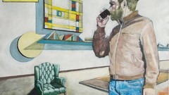 Room surrealism Men paintings German artwork traditional art