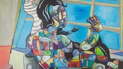 Room surrealism woman paintings German artwork traditional art