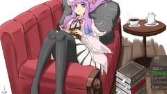 Room tea moon Books dress hats Ribbons bows pillows couch cups 