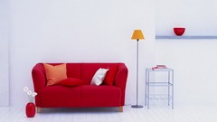 Room white background architecture couch