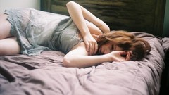 Room woman beds legs lingerie redheads teen