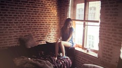 Room woman indoors brunettes Théo-Gosselin