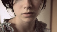 Room woman lips blue eyes brunettes cleavage teen