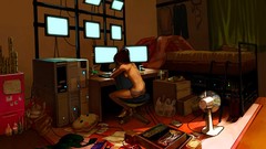 Room woman PC Anime Computers Gamer anime girls headsets Screens