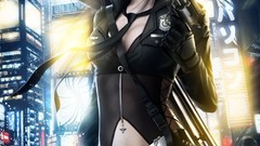 Room woman police gloves drawings clamp artwork girls with guns 