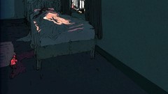 Room woman sleeping beds bedroom artwork