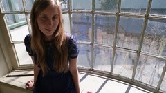 Room woman windows blondes long hair teen