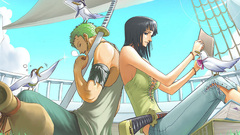 Roronoa Zoro Nico Robin One Piece seagulls sword anime girls Men