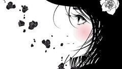 rose silhouette anime girls Anime Flowers Women face Profile