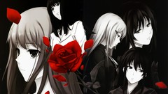 Roses Anime anime girls flower petals innocent grey