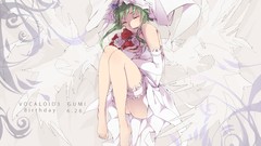 Roses anime girls closed eyes vocaloid green hair wedding 