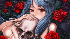 Roses Anime skulls long hair
